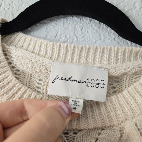 Freshman 1996 M Ivory Pintelle Knit Cropped tank and Arm Sweater Set - Picture 6 of 9